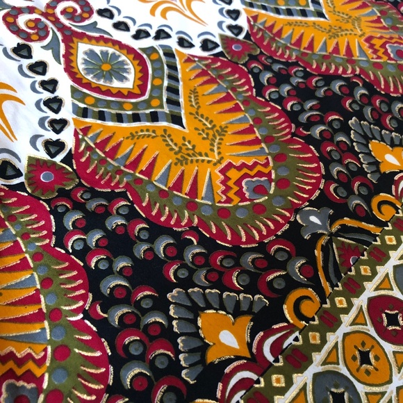 Women's 4 XL Tunic Shirt INDIA Long Sleeve Side Slit Gold Accent Boho Multicolor - Picture 3 of 5